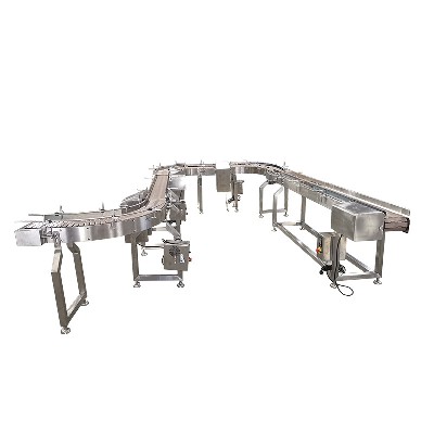 Manufacturer's direct supply of bottle conveyor assembly line materials for production and processing. Irregular conveyor belts can be customized